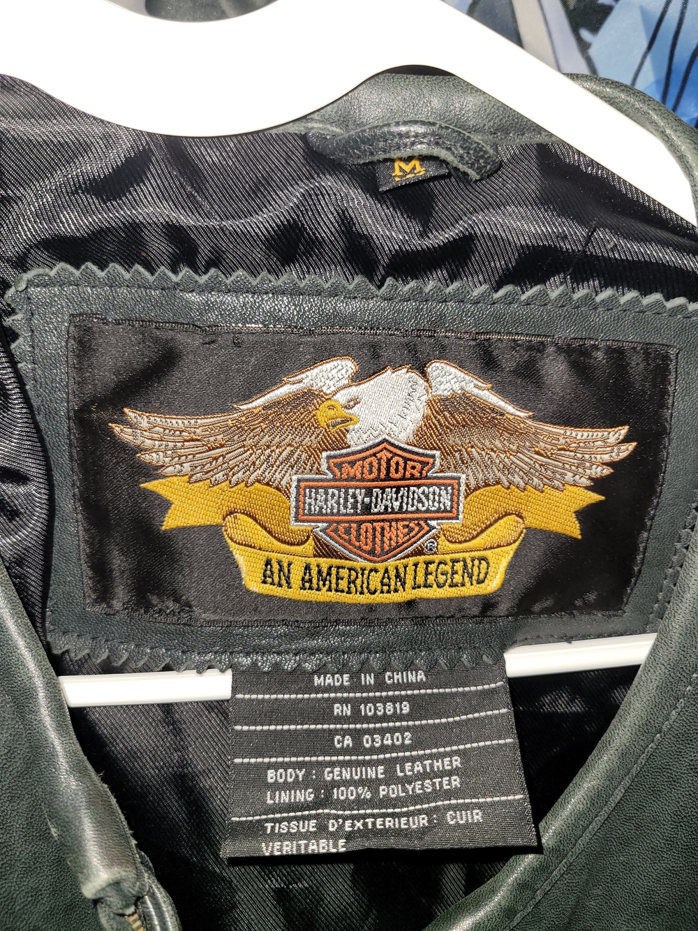 Harley-Davidson Black Leather Riding Jacket with Wing Badge - Picture 3 of 4
